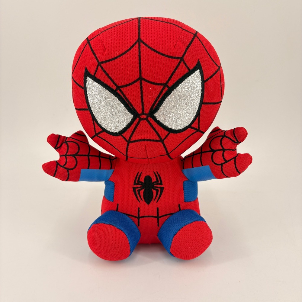 Ty Marvel Spider-Man Beanie Baby Plush 8 Inch Red Blue Glitter Eyes Toy